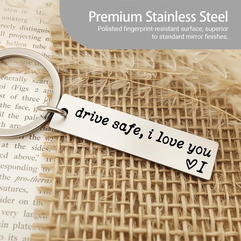 ZEARPT Valentine’s Day Gift for Boyfriend, Personalized Initial Drive Safe I Love You Keychain, Stainless Steel Key Ring for Him Husband Son, Couples Car Accessory, Gift-Ready Box - Image 4